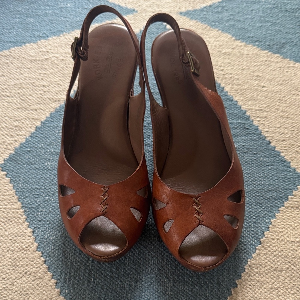 Kork Ease Felicia Brown Leather Slingback Sandals